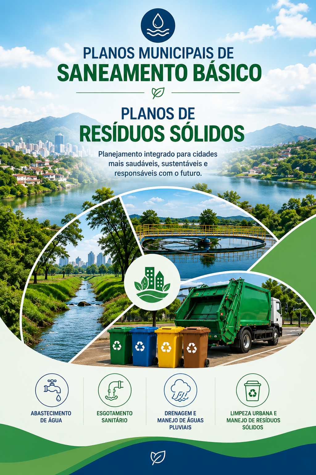Painel do projeto de assessoria técnica e administrativa para elaboração de PMSBs e PMGIRSs no Rio de Janeiro